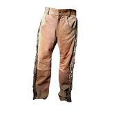 Mens New Beige Buckskin Suede Leather Western Hippy Fringes Pants WP-204